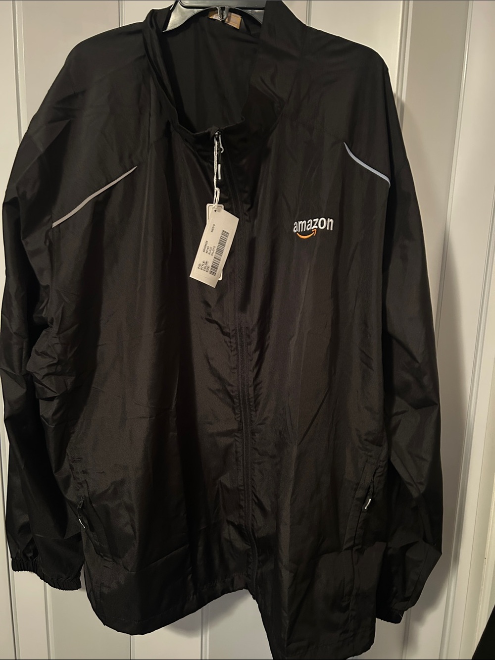 Amazon core 365 Black Windbreaker Jacket with Reflective Trim